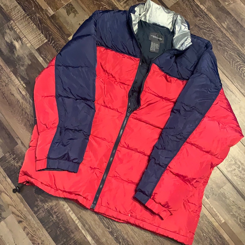 OUTDOOR EXCHANGE puff jacket size large red and blue